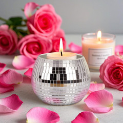 Disco Ball Planter Vase – Silver Mirror Glass Flower Pot for Events and Office
