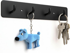 Key Holder Wall Mount, Key Rack with 4 Hooks for Wall/Door Mounted Metal Keys Ra