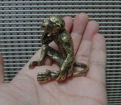 Solid Brass Monkey Figurine Vintage Bronze Color Thinker Statue for Home Decor