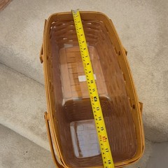 Longaberger Rectangular Wood Basket Double Handles Brown 18x8x10 in