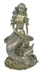 Mermaid Figurine Coastal Beach Ocean Decor Shelf Statue Gold Glitter New
