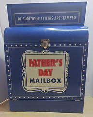 Vintage Father’s Day Mailbox Large Tin Box 17 Inches Blue Father’s Day Gift