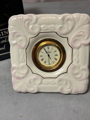 Belleek Desk Clock Porcelain Shell Motif Untested 1980-1992