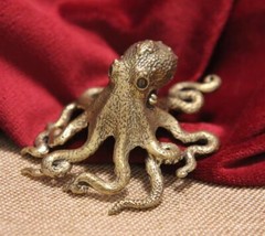 Brass Octopus Animal Figurine Small Statue Table Office Home Decoration Gifts
