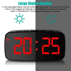 Digital LED Desk Alarm Clock USB Snooze Temperature °C/F Date Display Bedroom