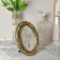 Vintage Picture Frames 4×6 Oval Green Antique Ornate Picture Frames with Embo…