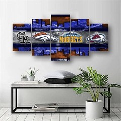 Colorado Sports Teams Denver Broncos, Nuggets, Rockies 5 Piece Canvas Wall Art