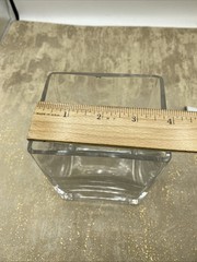 Modern Contemporary Rectangular Clear Glass Open Floral Vase 3.75”X 3”X 5.5” T