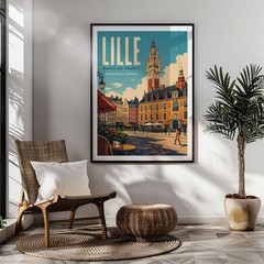 Lille Travel Poster Print, Wall Decor