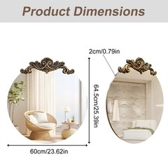 Round Frameless Wall Mirror for Bedroom Entrance Vintage Baroque Wall Mirror
