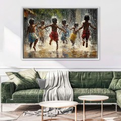 African Children Wall Art Canvas Print Framed Extra Large Living Room Decor