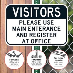 Visitors Use Main Entrance & Register At Office,