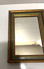 VTG SM. RECTANGLE GOLD/ GREEN WOOD REGENCY ACCENT MIRROR 7X5