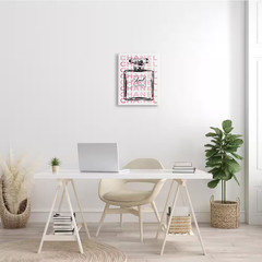 16 In. X 20 In. «Glam Perfume Bottle with Words Pink Black» by Amanda Greenwood