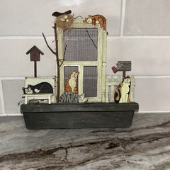 Ally Katz Whiskerville, Ohio, Key Holder Whimsical Country Folk Art Wall Hanging