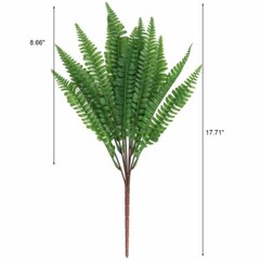 3X Artificial Fake Boston Fern Plants Bushes Artificial Ferns Outdoor Decor US