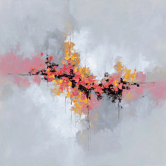 Pink Hand Painted Abstract Oil Painting Canvas Gray Modern Wall Art Home Decor