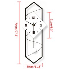 Modern Pendulum Wall Clock with Silent Movement,Metal+Solid Wood Wall Decor GOOD