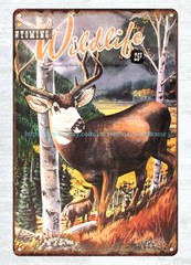 indoor bedroom ideas Wyoming Wildlife 1966 Mule Deer metal tin sign