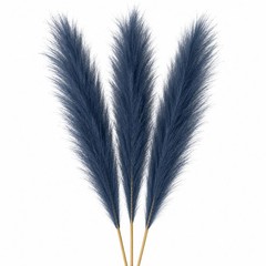 Dusty Navy Blue Faux Pampas Grass Bundle | 3 Artificial Pampas Stems | 20 Inch B