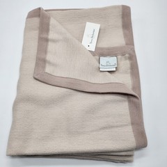 Yves Delorme Visible Beige Throw Blanket Baby Alpaca Border 51″x67″ Gift BOX NEW
