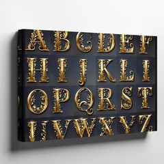Wall Art Stunning Decorative Alphabet Set Features Ornate Golden Letters From A