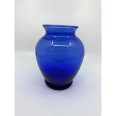 Unbranded Cobalt Blue Glass Vase Home Decor 6″ Blue Excellent Bulbous Pedestal