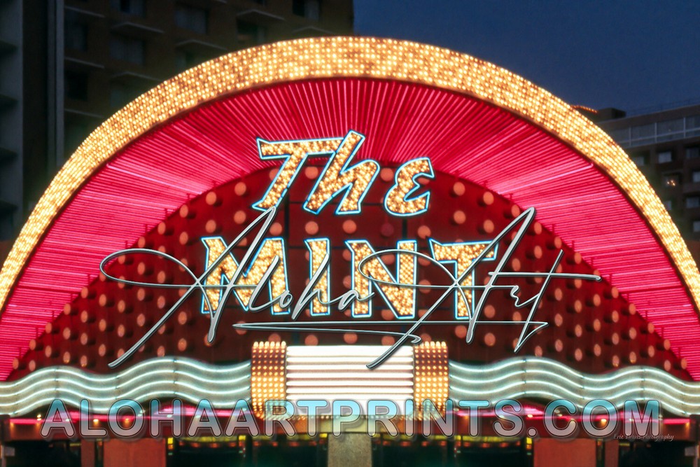 The Mint Casino Main Entrance at Dusk Fremont Street Las Vegas 1970 Photo Print
