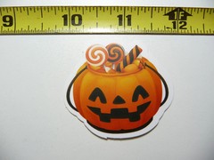 HALLOWEEN FILLED CANDY CONTAINER PUMPKIN SMALL STICKER DECAL FALL SEASON