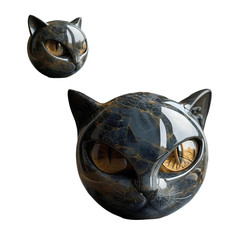 Luxury Black Cat Stone Sculpture Resin Office Desk Ornament Elegant Home Decor