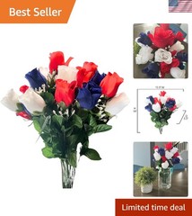 Timeless Indoor 14-Stem Rosebud Arrangement for Memorial & Independence Days