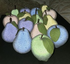 MCM Vintage Sugared Beaded Faux Fruit Pastel Decor 15 Piece Apples Pears