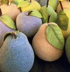MCM Vintage Sugared Beaded Faux Fruit Pastel Decor 15 Piece Apples Pears
