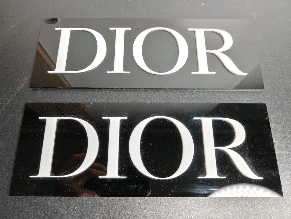Dior Sign Plaque Art Rare Quality Decor Plastic/Acrylic – 11″ x 4″ in. Set of 2