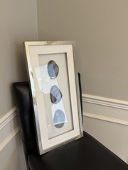 Beautiful Framed Geode Slice Wall Art 12 in Gray Stone in Silver Shadow Box