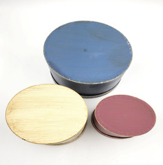 Americana Primitive Nesting Stacking Boxes Oval Painted Farmhouse Country Set 3