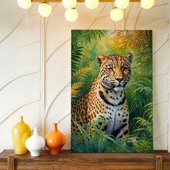 Wall Art Leopard Jungle Canvas Print Tropical Wildlife Animal Painting Decor