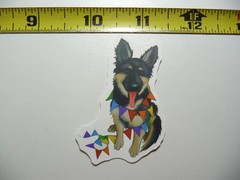 GERMAN SHEPHERD SMALL STICKER DECAL COLORFUL PENNANT DOG PET FUNNY