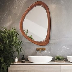 Irregular Wall Mirror, 30 * 20 inch Asymmetrical Wood 30″L x 20″W Black Walnut