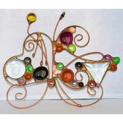 Caruso & Foshi Handmade Whimsical one of a kind Stained Glass Copper Suncatcher
