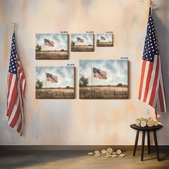 American Flag Canvas Print: Rustic Farmhouse Patriotic Wall Art for Bedroom