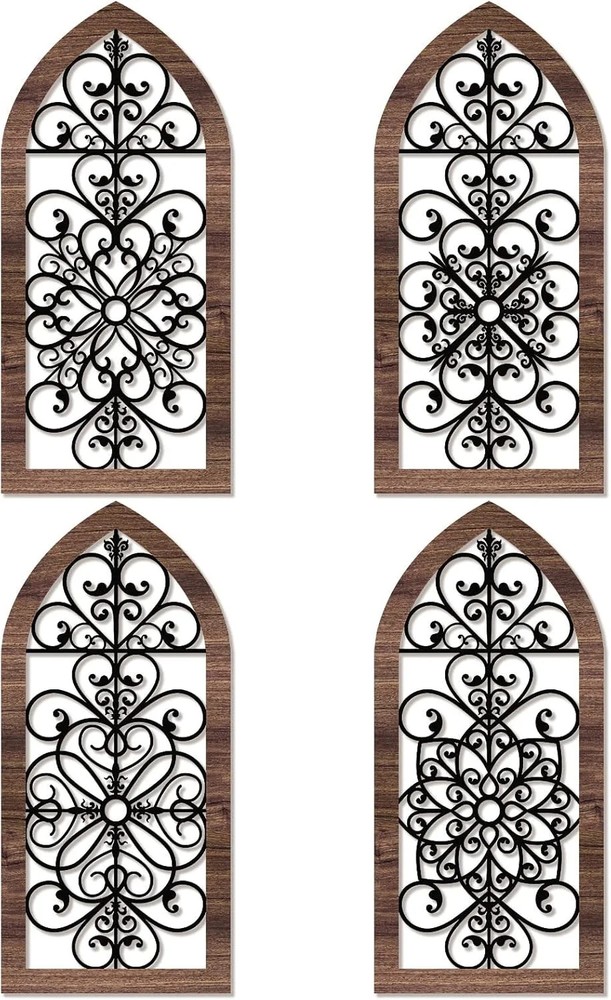 4 Pieces Thicken Rustic Wood Wall Decor Arch Modern Farmhouse Wall Art Decor Woo