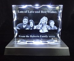 Personalised Lasered 3D Photo Crystal Beautiful Design Very Large 150x120x28mm