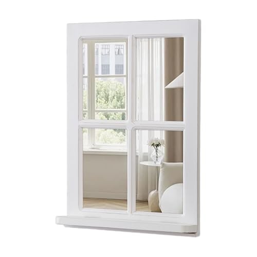 Rustic Window Mirrors for Wall Decor 16 X 23 Inch, Hanging Distressed White