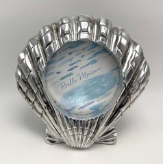 Silver Metal Nautical Beach Tropical Seashells Free Standing Photo Picture Frame