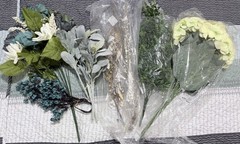 Artificial Flowers Lot, Floral Stems, Faux greenery, Blue, White, Wreath Making