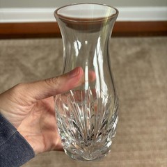Wedgwood Majesty Pattern 7in Tall Clear Crystal Cut Floral Flower Bud Vase