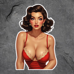 Pinup Girl sticker vinyl decal retro red lingerie pinup babe glamorous art