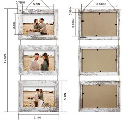 Rexllon 4×6 Wall Hanging Picture Frames Collage with 3 Opening Distressed White