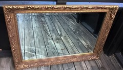 JA Olson Beveled Permaflect Mirror In Gilt Frame 30×42 Vintage Hollywood Regency